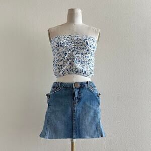 handmade white and blue floral bandeau